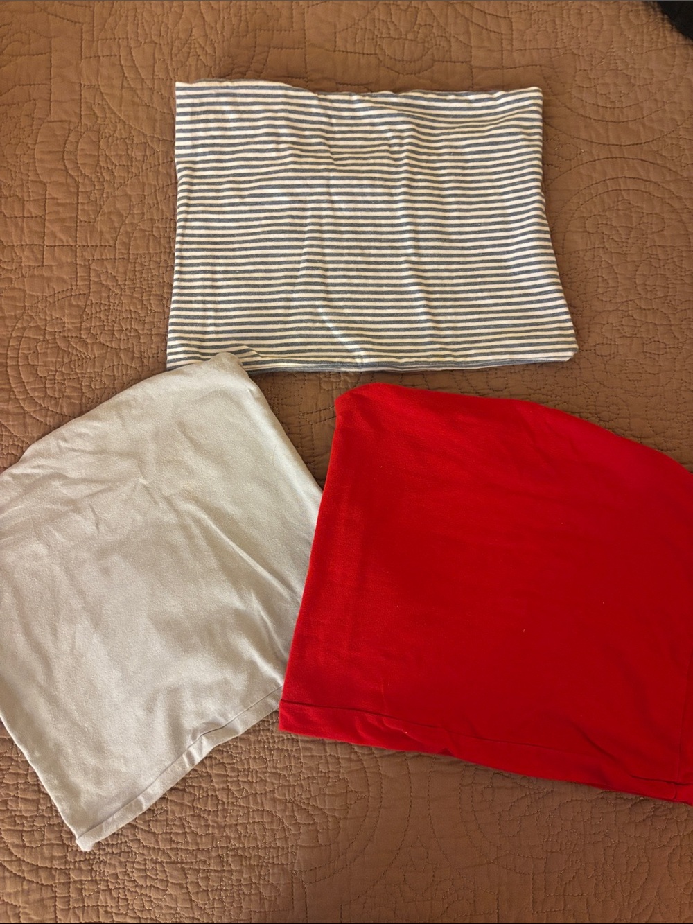 Brandy Melville Bundle 3 Tube Tops - Red, Cream, Gray Stripe